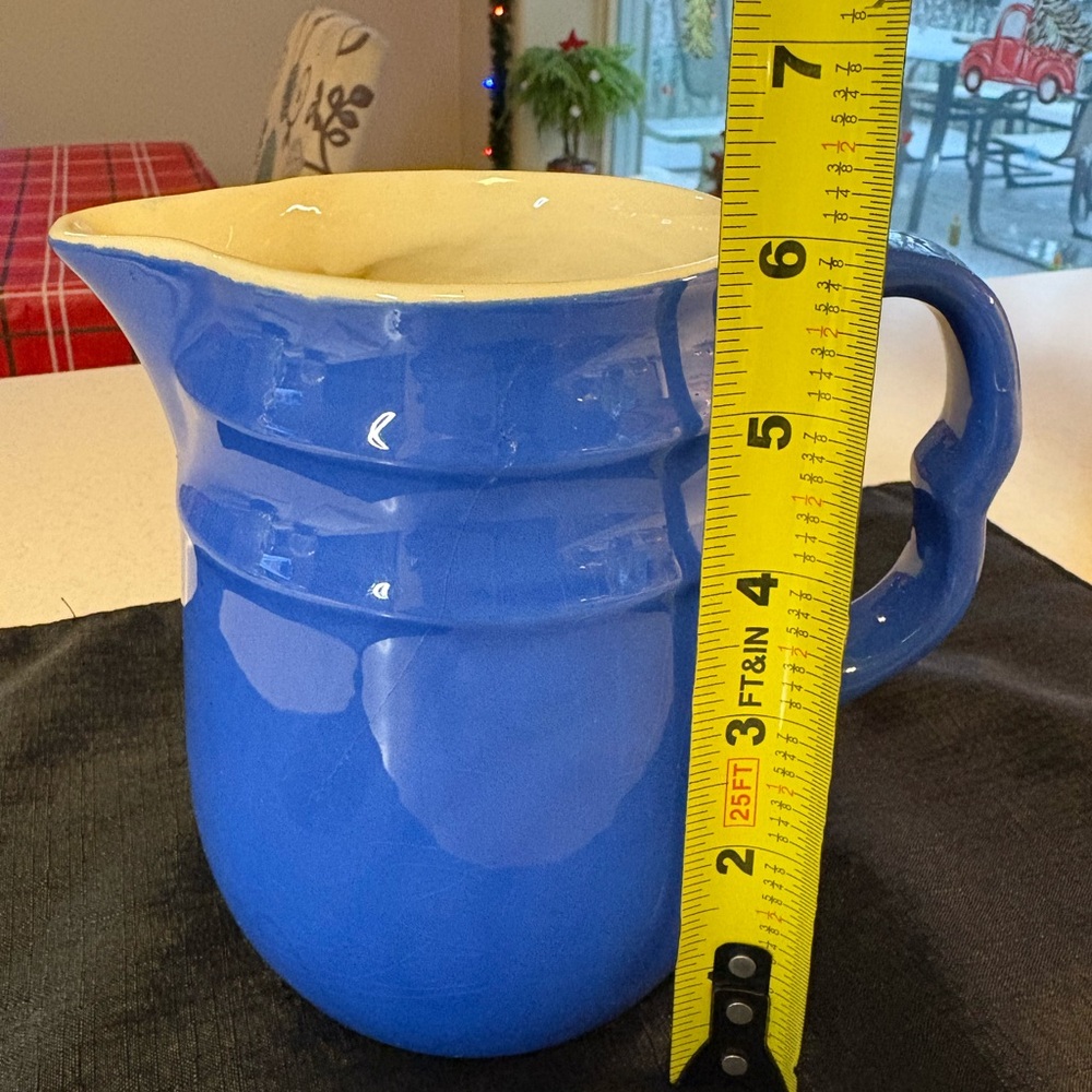 Vintage Oxford Stoneware Blue Pitcher Made In USS - Picture 6 of 8